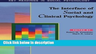 Books The Interface of Social and Clinical Psychology: Key Readings (Key Readings in Social