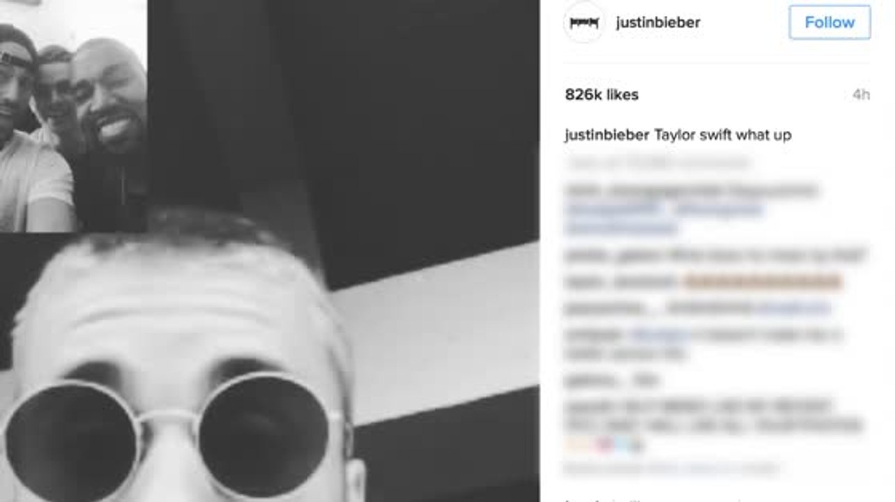Justin Bieber ärgert Taylor Swift während er mit Kanye spricht