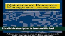 Ebook Maintenance Resource Management: Adapting Materials Requirements Planning MRP Full Online