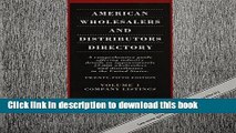 Books American Wholesalers and Distributors Directory: 4 Volume Set Free Online