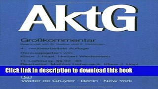 Ebook Aktg: Grobkommentar : Neubearbeitete Auflage Free Online