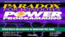 Ebook Paradox for Windows Power Programming/Book and Disk Free Online
