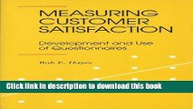 Ebook Measuring Customer Satisfaction: Development and Use of Questionnaires Full Online