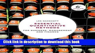 Books Essential Quantitative Methods: For Business, Management and Finance Free Online