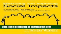 Books Measuring and Improving Social Impacts: A Guide for Nonprofits, Companies, and Impact