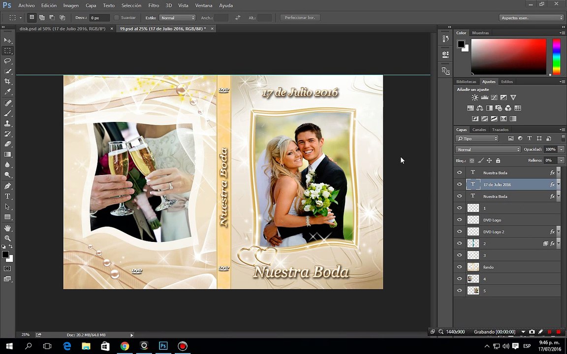 Plantillas editable para Boda Photoshop portada + DVD