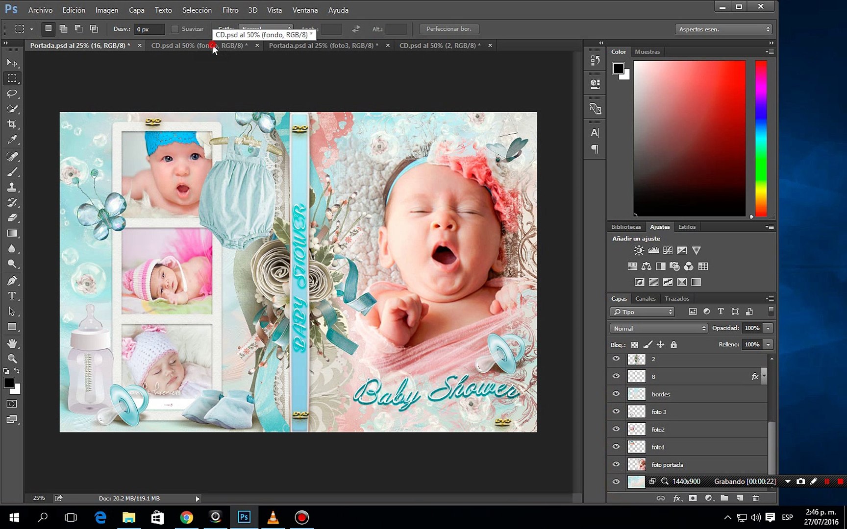 Plantilla editable para Baby Shower Photoshop Portada + DVD - Vídeo  Dailymotion