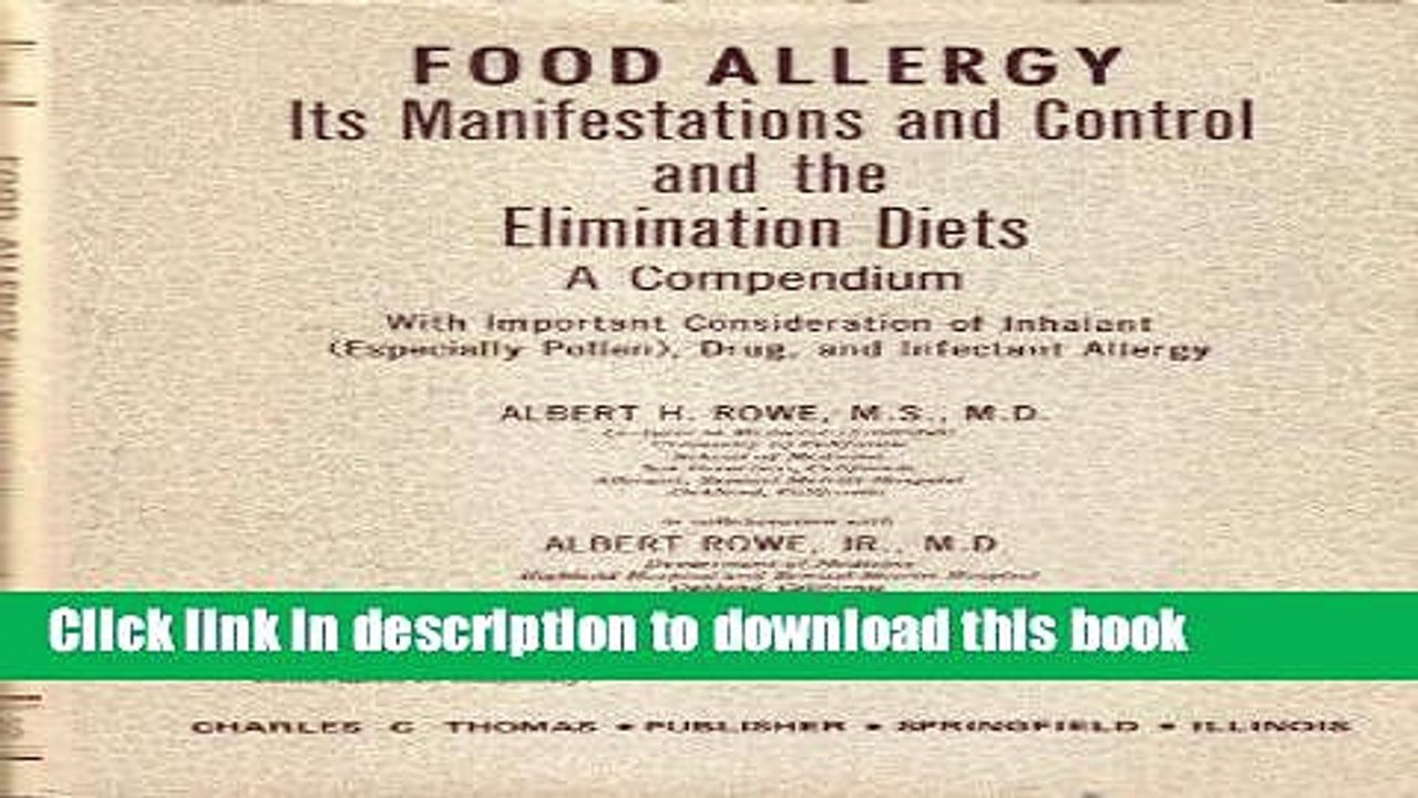 PDF  Food Allergy: Its Manifestations and Control and Elimination Diets : A Compendium  Online