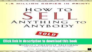 Ebook How to Sell Anything to Anybody Free Download