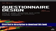 Books Questionnaire Design: How to Plan, Structure and Write Survey Material for Effective Market