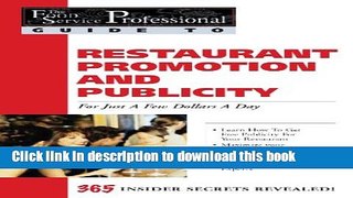 Books Restaurant Promotion and Publicity: For Just a Few Dollars a Day (Food Service Professionals