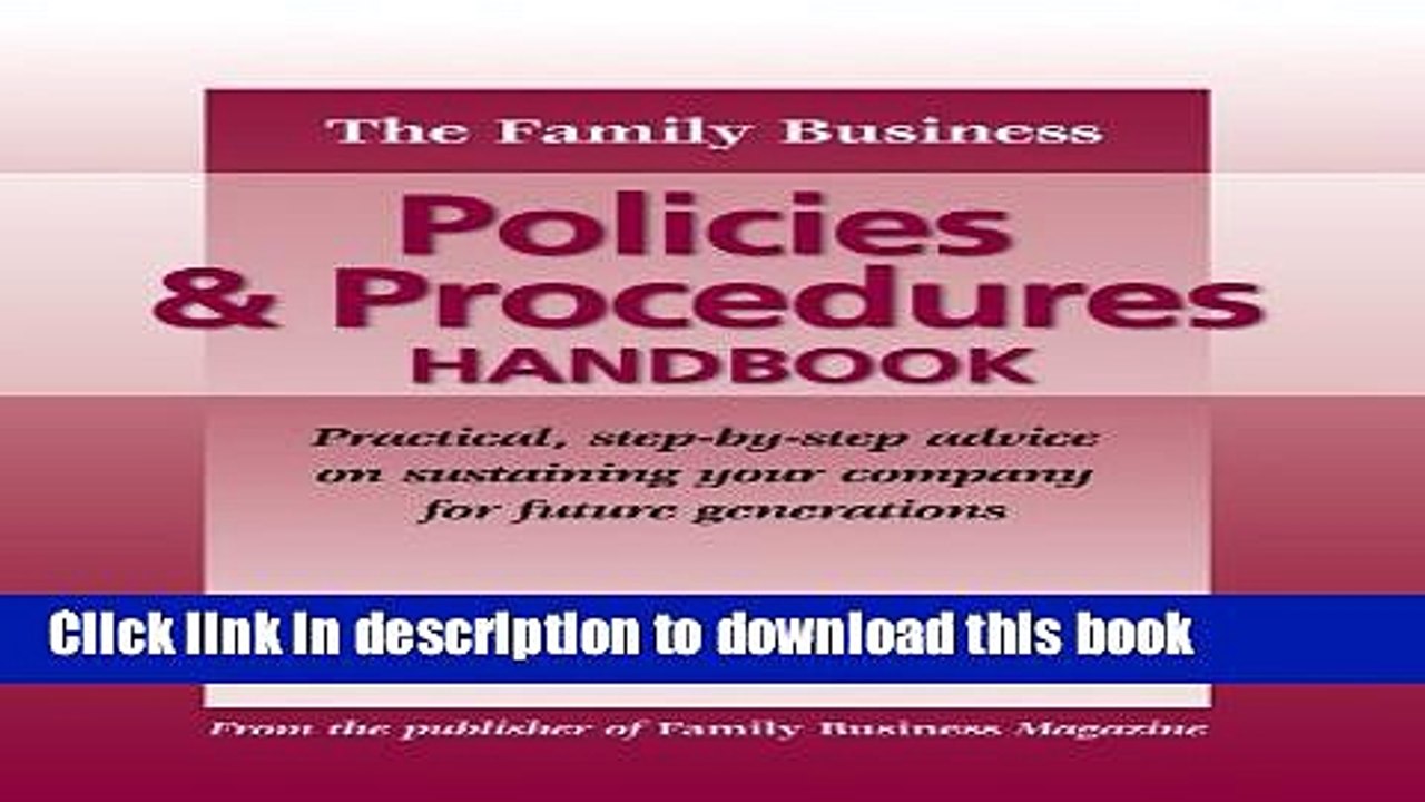 PDF  The Family Business Policies   Procedures Handbook: A resource for family firm owners,