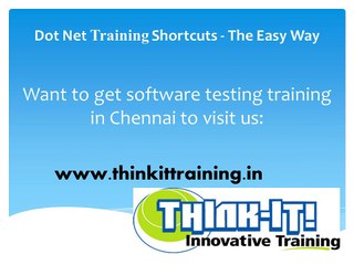 Dot Net Training Shortcuts - The Easy Way