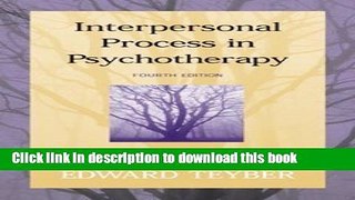 Books Interpersonal Process in Psychotherapy: A Relational Approach Full Online