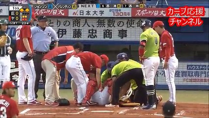 【広島カープ】石原・緊急搬送「バレンティンのバットがまた頭部を直撃」