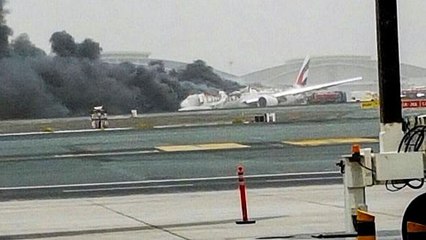 Download Video: Emirates plane on fire after 'crash landing' at Dubai airport