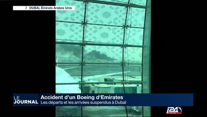 Accident d'un Boieng d'Emirates, l'avion en feu à l'atterrissage