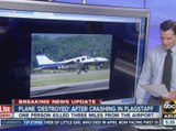 Plane destroyed after plane crash in Flagstaff