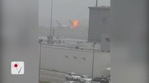 Emirates Jet Plane Crash Lands And Burns On Dubai Runway