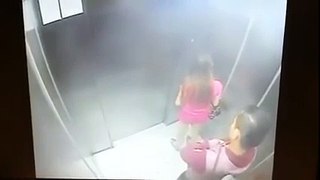 cctv video , Woman be careful in elevator  - cctv