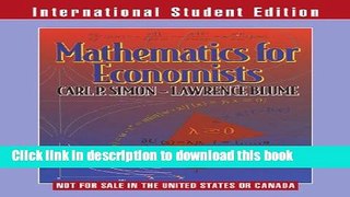 [Read PDF] Mathematics for Economists (International Student Edition) Download Free