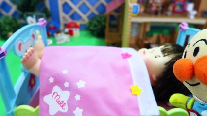 ぽぽちゃん アンパンマン おもちゃアニメ どこでもお昼寝できるよ Baby Doll Popo chan Sleeping Training