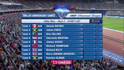 séries 100m H - DL Londres, 22 juillet 2016 (Jimmy Vicaut 9''96)