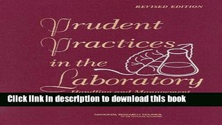 Books Prudent Practices in the Laboratory: Handling and Management of Chemical Hazards, Updated