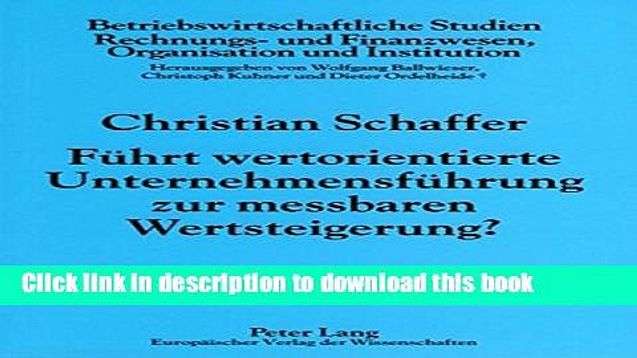 Download  FÃ¼hrt wertorientierte UnternehmensfÃ¼hrung zur messbaren Wertsteigerung?