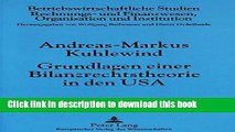 PDF  Grundlagen einer Bilanzrechtstheorie in den USA (Betriebswirtschaftliche Studien) (German