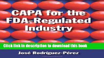 Books CAPA for the FDA-Regulated Industry Free Online
