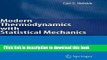 Ebook Modern Thermodynamics with Statistical Mechanics Free Online