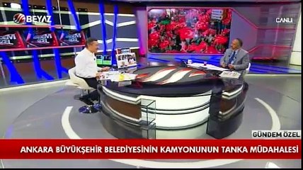 Ankara Büyükşehir Belediyesi'nin kamyonu tanka böyle müdahale etti
