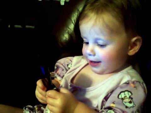 baby talking to dad on phone funny girl