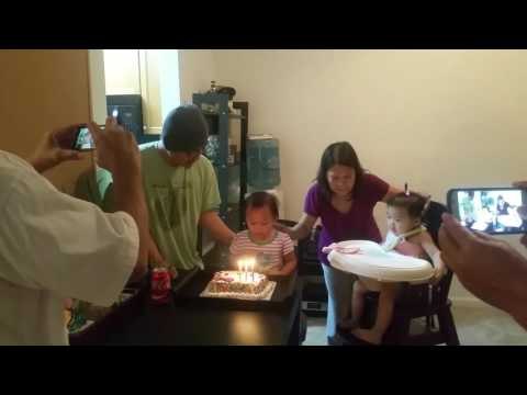 Young Birthday Girl Gets Help Blowing Out Candles