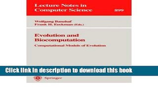 Ebook Evolution and Biocomputation: Computational Models of Evolution (Lecture Notes in Computer