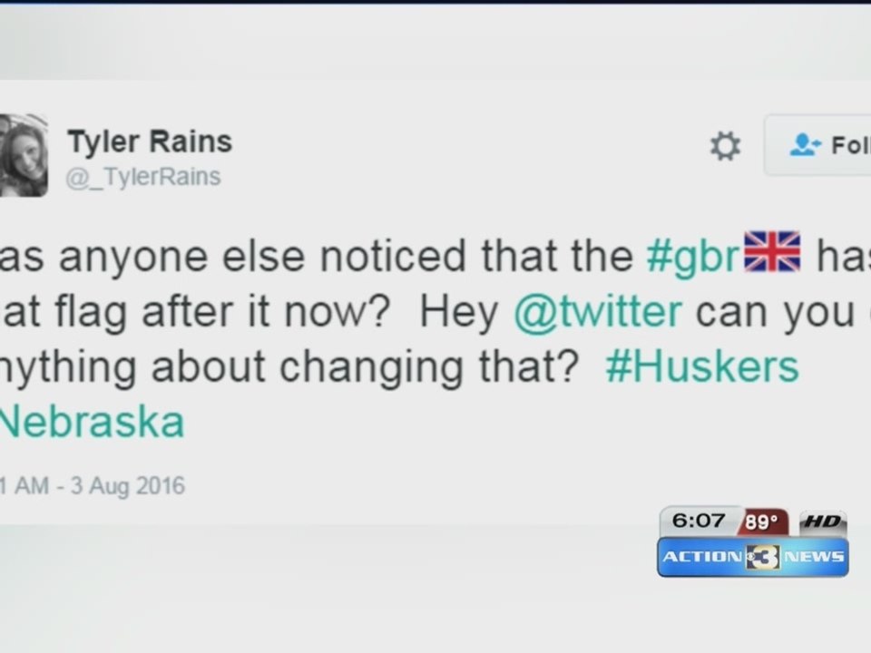 Nebraska Huskers fans react to sharing #GBR hashtag with Great Britain during the olympics