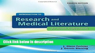 Books Introduction To Research And Medical Literature For Health Professionals Full Online