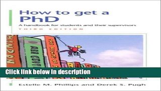 Books How to Get a PhD: A Handbook for Students and Their Supervisors Free Online