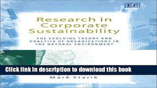 Download  Research in Corporate Sustainability: The Evolving Theory and Practice of Organizations