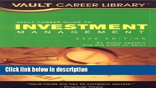 Ebook Vault Career Guide to Investment Management Free Online
