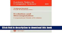 Books Evolution and Biocomputation: Computational Models of Evolution (Lecture Notes in Computer
