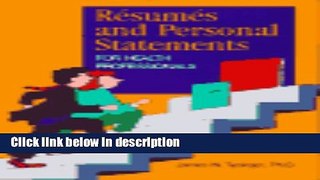 Books Resumes and Personal Statements for Health Professionals Free Online