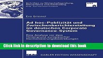 PDF  Ad hoc-PublizitÃ¤t und Zwischenberichterstattung im deutschen Corporate Governance-System: