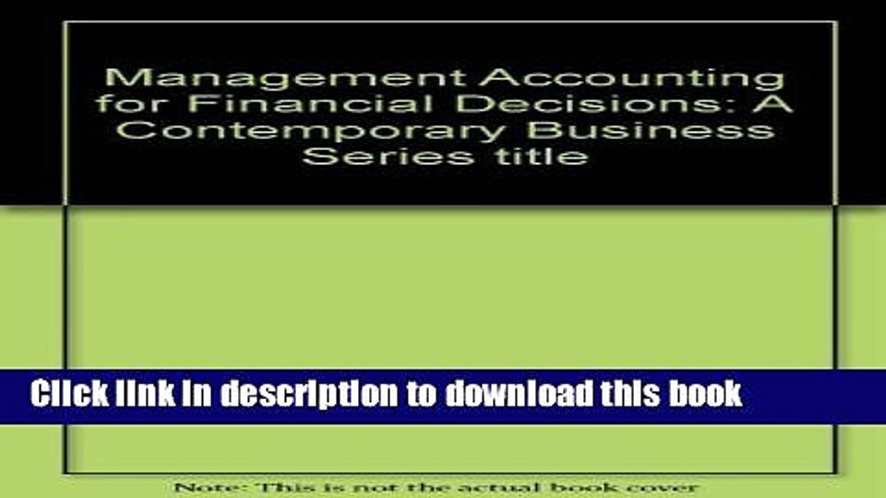 PDF  Management Accounting for Financial Decisions: A Contemporary Business Series title (Adam