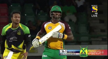 Shakib Al Hasan 1st over bowling highlights HD vs Guyana Amazon Warriors Playoff 1 CPL 2016