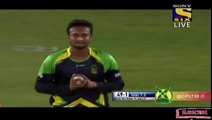 Shakib Al Hasan 2nd over bowling highlights HD vs Guyana Amazon Warriors Playoff 1 CPL 2016