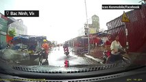 Dash cam Captures Moment Tornado Shreds Through Buildings in Vietnam