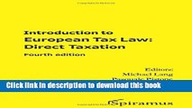 PDF  Introduction to European Tax Law: Direct Taxation: Fourth edition  {Free Books|Online