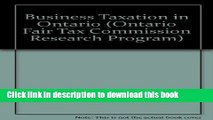PDF  Business Taxation in Ontario (Ontario Fair Tax Commission Research Program)  {Free Books|Online